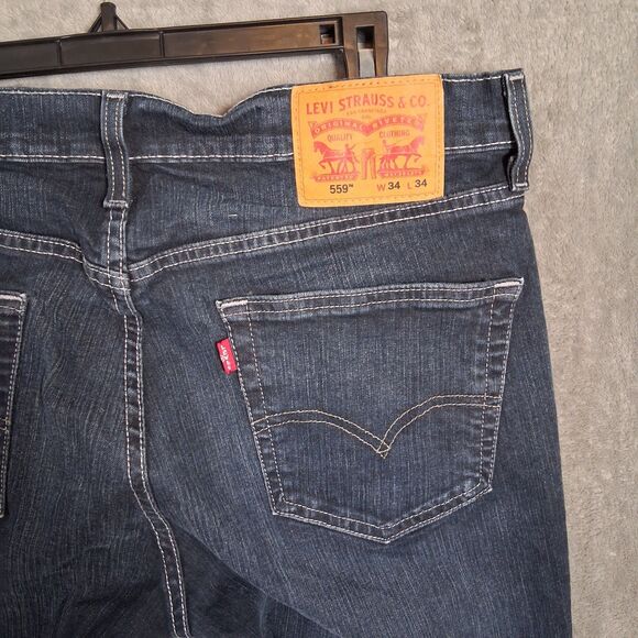 Levis 559 Relaxed Straight Fit Jeans Sz 34x34 Dark Wash - Picture 4 of 6